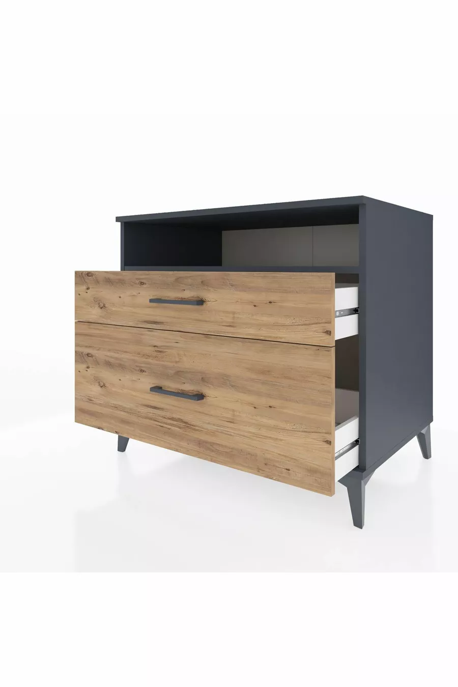 Скрин Kronos с едно рафтче и 2 чекмеджета Антрацит-Смърч