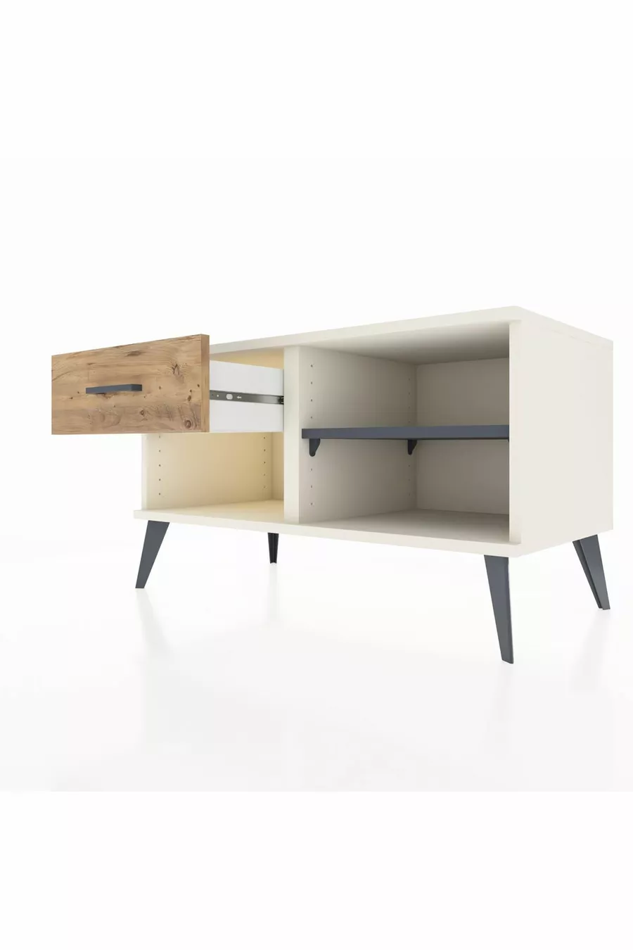 Hyperion Dresser Single Shelf Single Drawer Moonstone-Anthracite/Pine