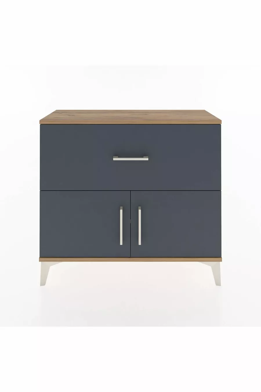 Commode Arges à une étagère, un tiroir et deux portes en pin-anthracite