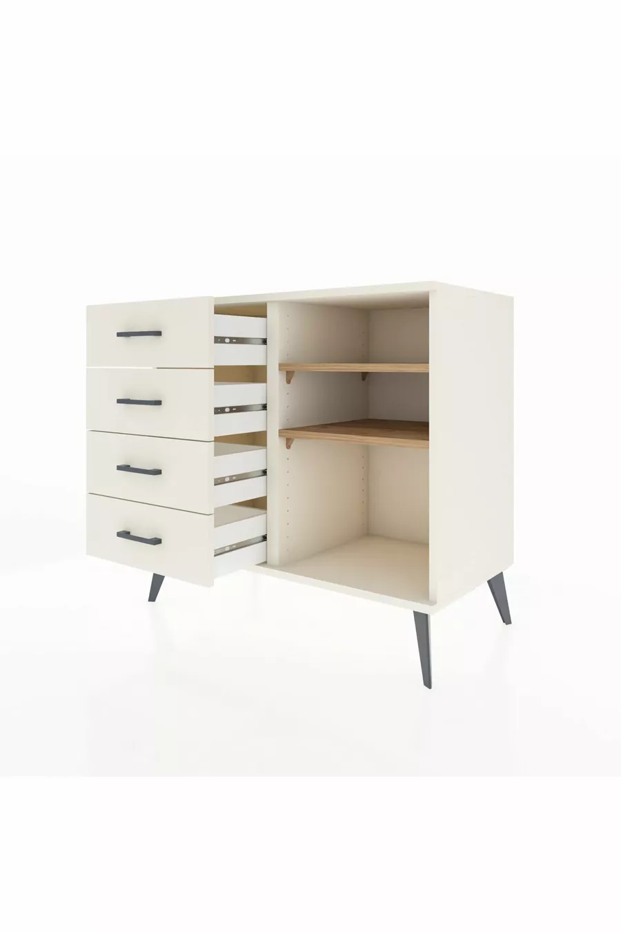 Hyperion Dresser 2 Shelves 4 Drawers Moonstone-Pine/Moonstone