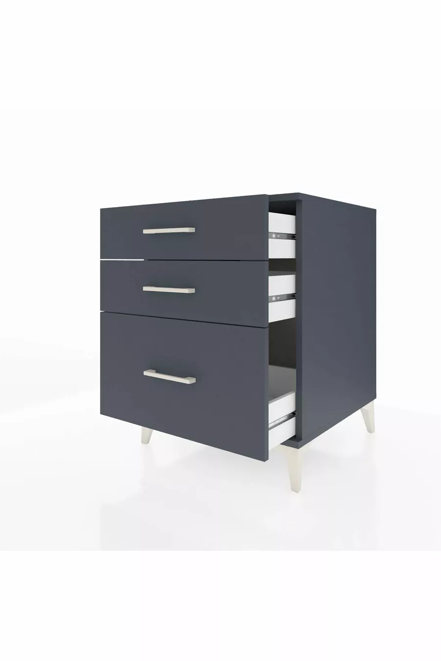 Table de chevet Kronos à 3 tiroirs Anthracite-Anthracite