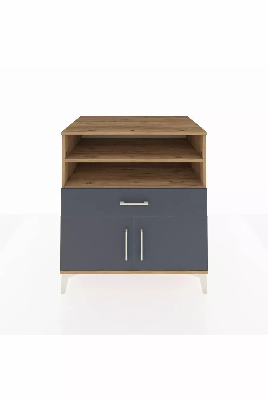 Commode Kronos 3 étagères 1 tiroir 2 portes Pin-Anthracite