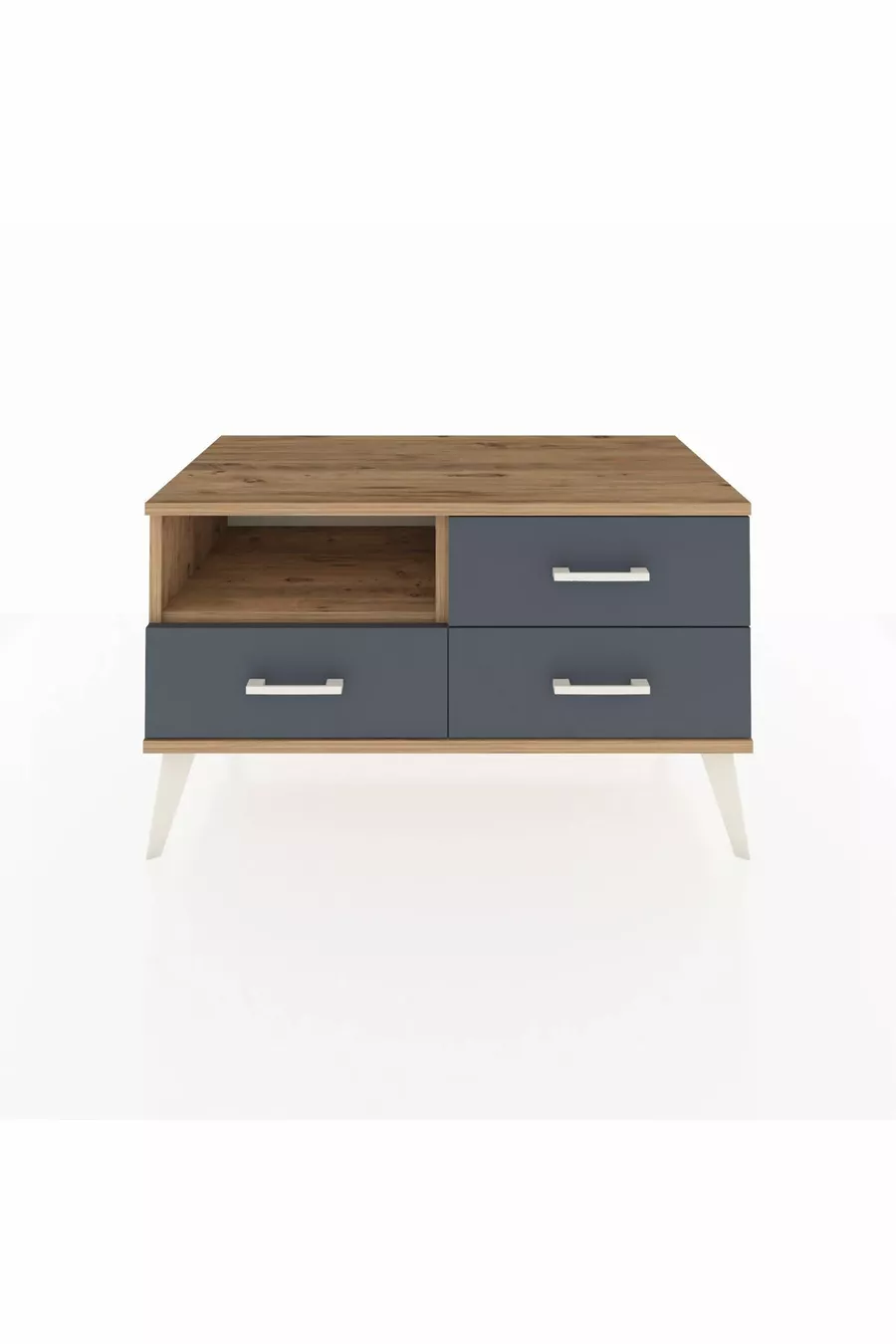 Commode Hyperion à une étagère et trois tiroirs Pin-Pin/Anthracite