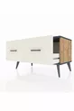 Commode Hyperion 2 tiroirs Pin-Anthracite/Gris pierre
