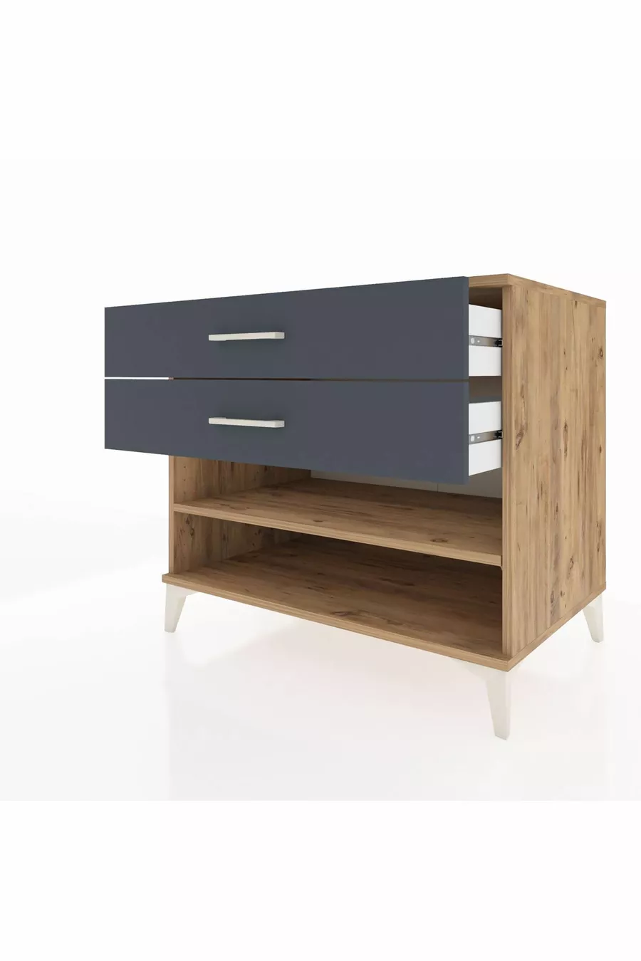 Kronos Kommode Ein Regal 2 Schubladen Kiefer-Anthrazit