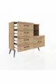 Commode Arges 2 étagères 5 tiroirs Pin-Anthracite/Pin