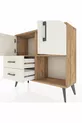 Commode Arges avec 2 étagères, 2 tiroirs et 2 portes, en pin et pierre d'agate