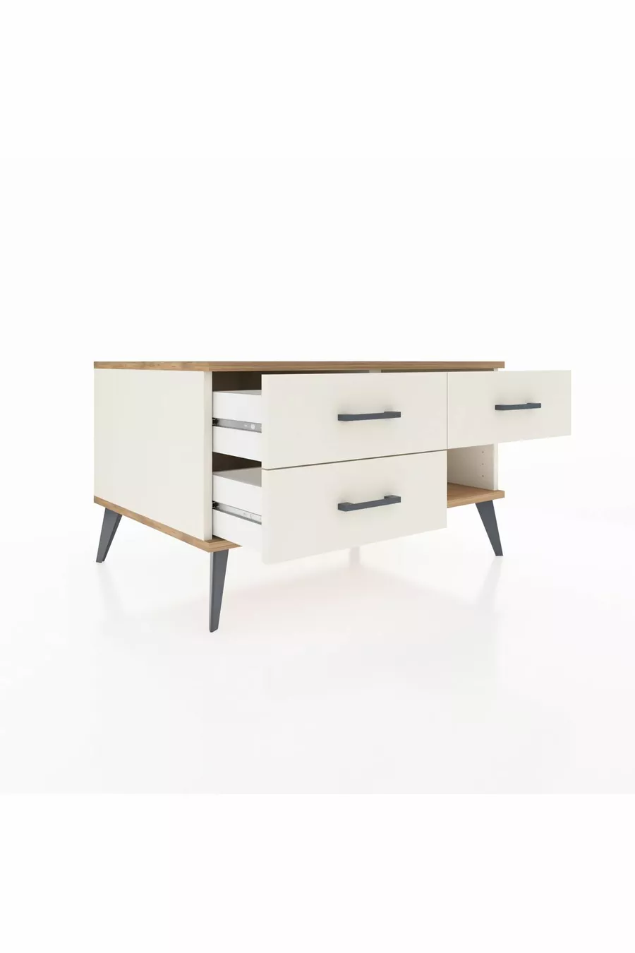 Commode Kronos 3 tiroirs Pierre de Lune-Pin/Pierre de Lune