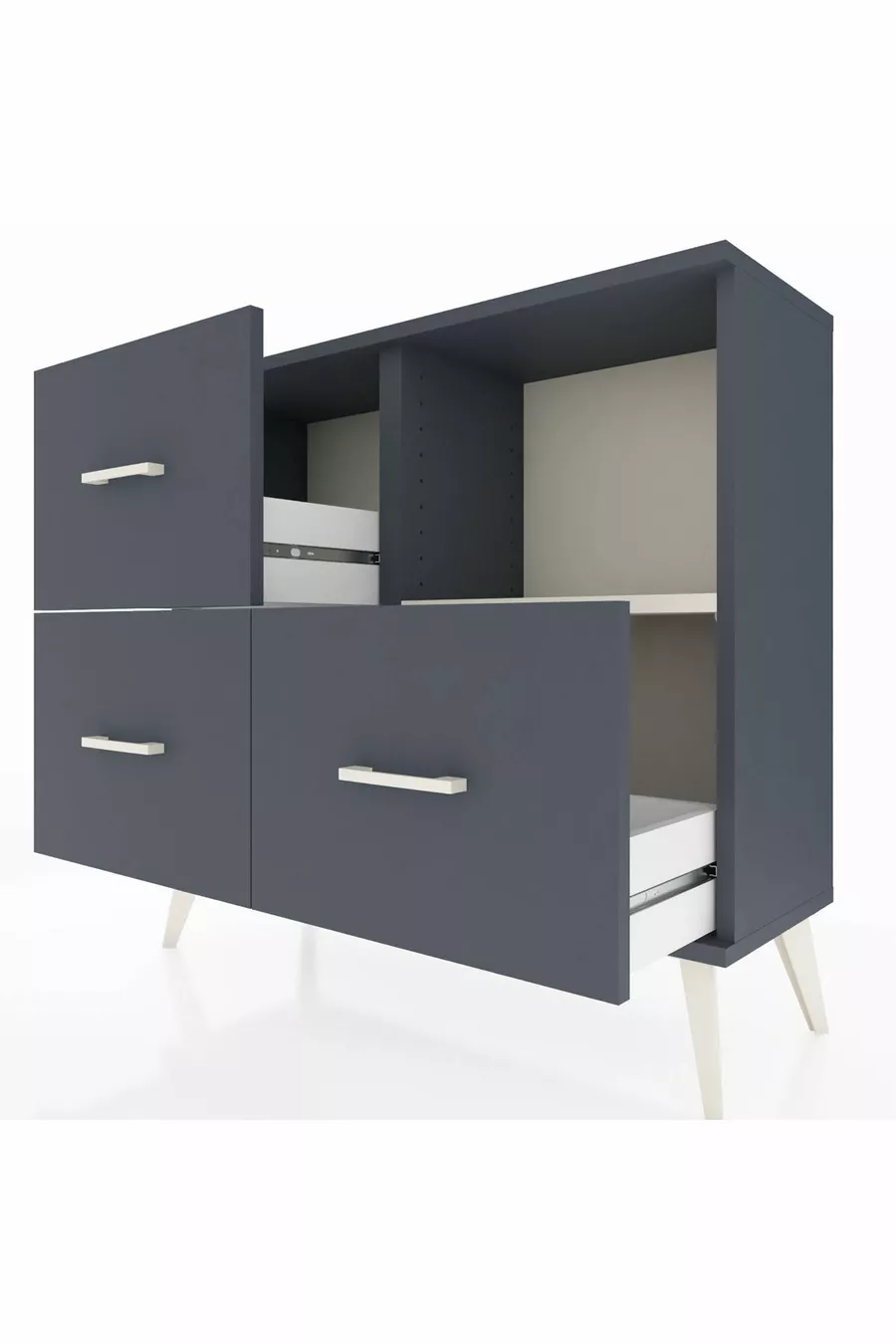 Commode Arges à une étagère et 3 tiroirs Anthracite-Sable/Anthracite