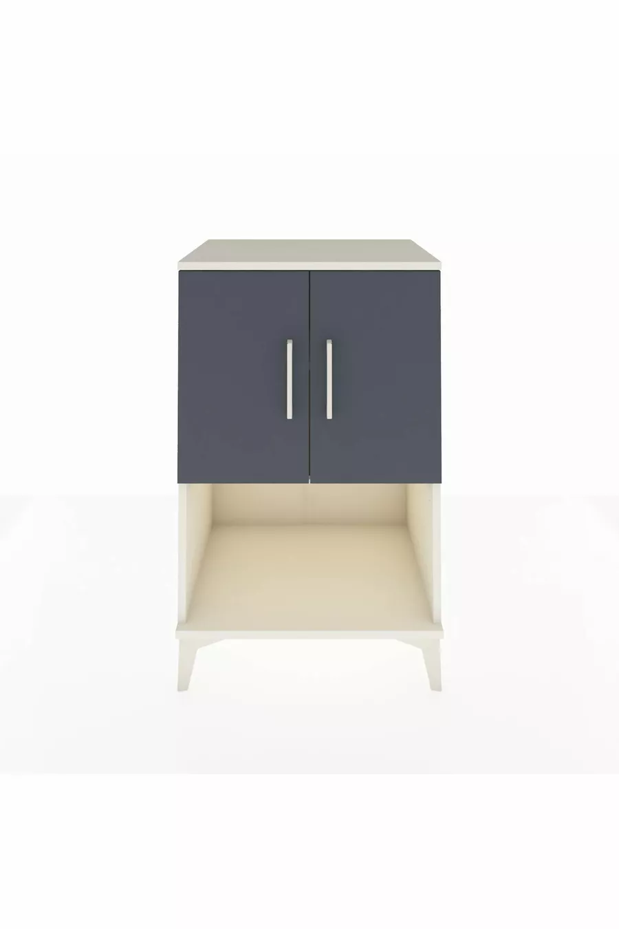 Commode Hyperion 2 étagères 2 portes Pierre de lune-Anthracite
