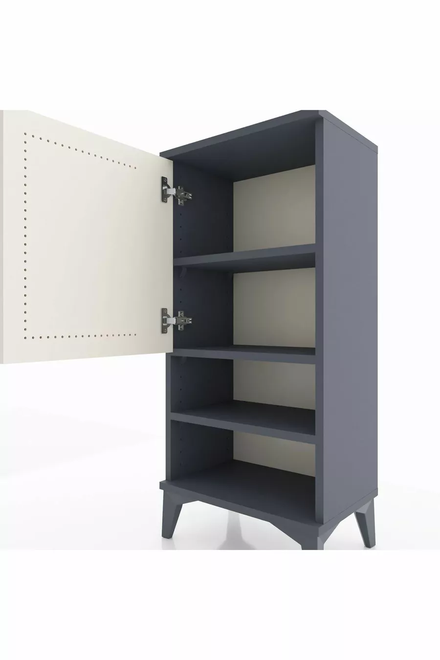 Table de chevet Arges avec 3 étagères et 1 porte, anthracite-pierre de lune