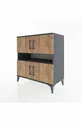 Commode Hyperion 2 étagères 4 portes Anthracite-Pin
