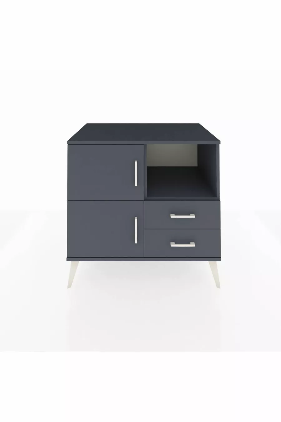Commode Kronos avec 2 étagères, 2 tiroirs et 2 portes Anthracite-Anthracite