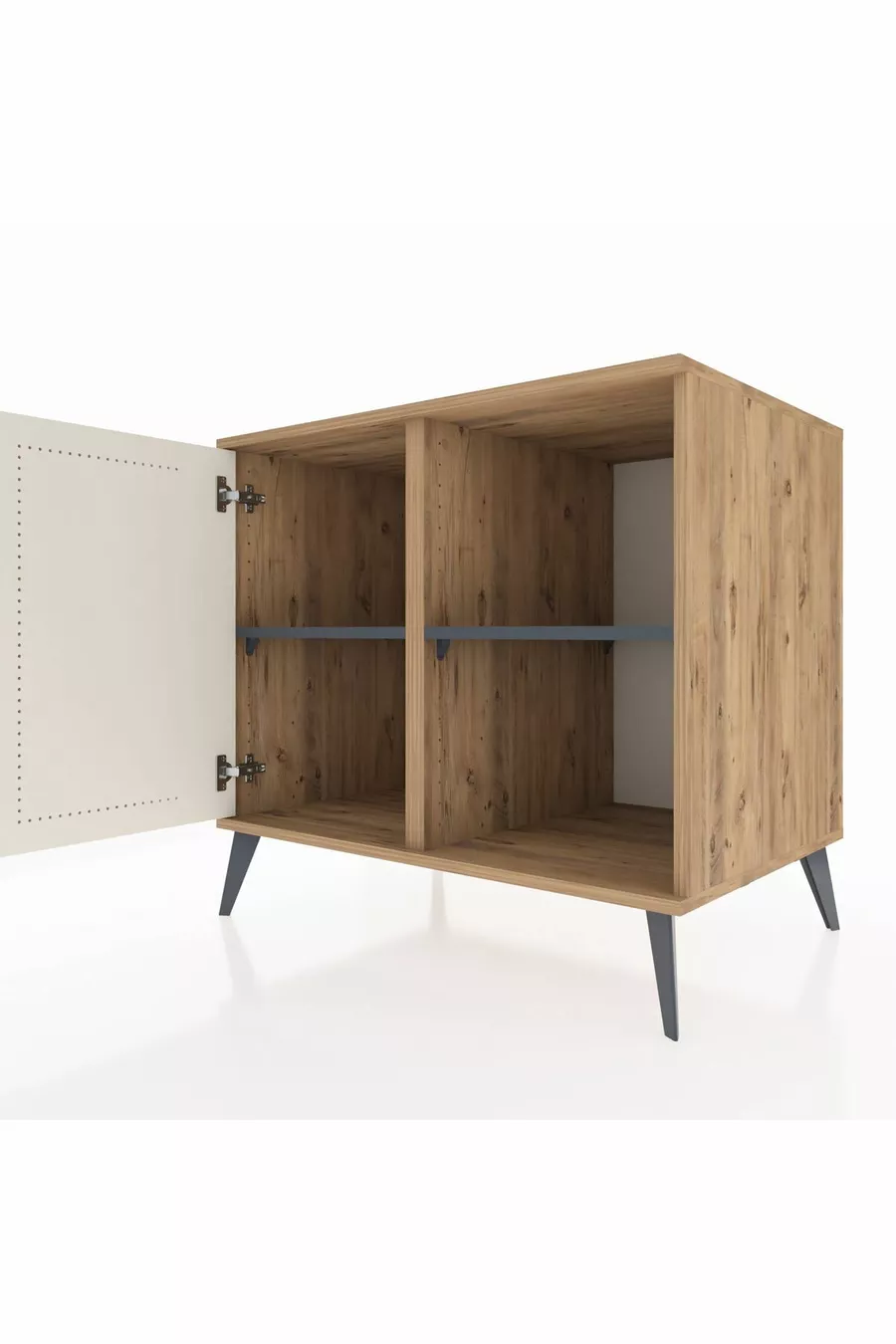 Commode Kronos à 2 étagères avec une porte en pin-pierre d'agate / Anthracite