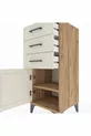 Commode Hyperion avec une étagère, 3 tiroirs et une porte, en pin et travertin