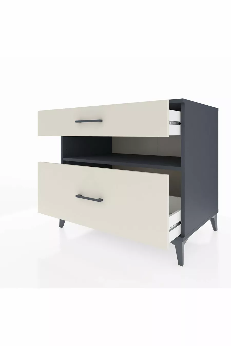 Kronos Kommode mit einem Regal und 2 Schubladen Anthrazit-Stein