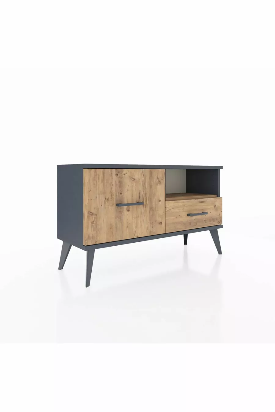 Commode Arges à une étagère et 2 tiroirs Anthracite-Pin