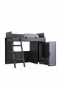 Chambre de joueur avec lit superposé, lits mezzanine Gamer avec LED, bureau et armoire