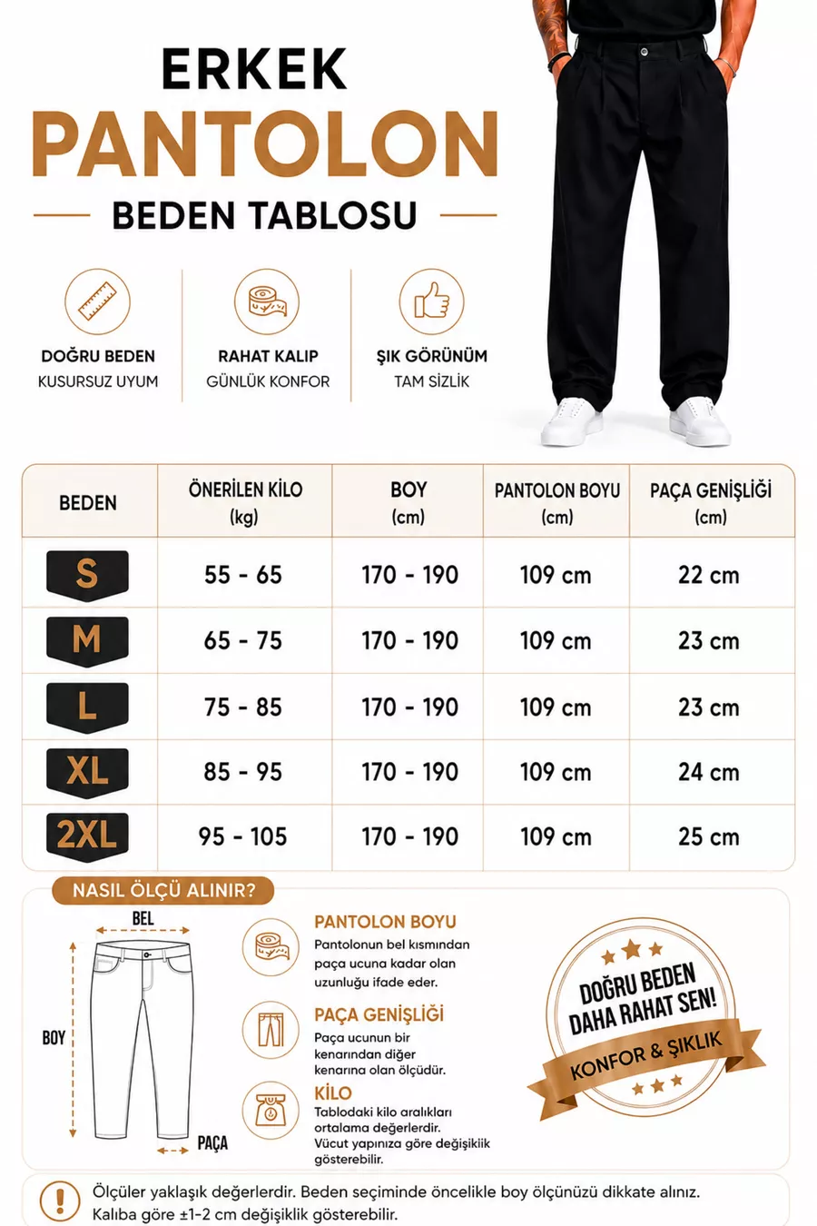 Pantalon large pour homme, coupe baggy, flexible et fluide, avec détails plissés
