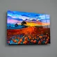 Peinture sur verre de champ de coquelicots