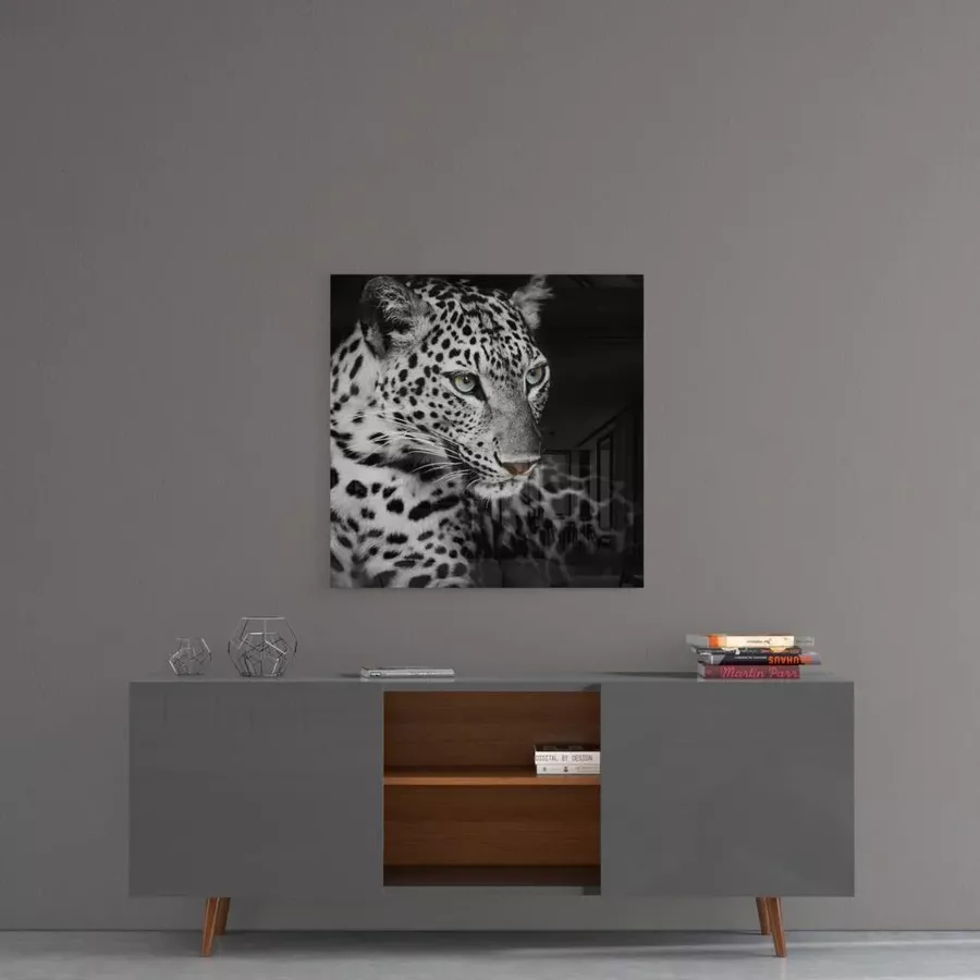 Peinture sur Verre Blanc Léopard