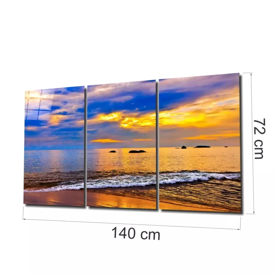 Coucher de soleil sur la plage Mega Peinture sur verre