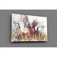 Peinture sur verre de chevaux au galop