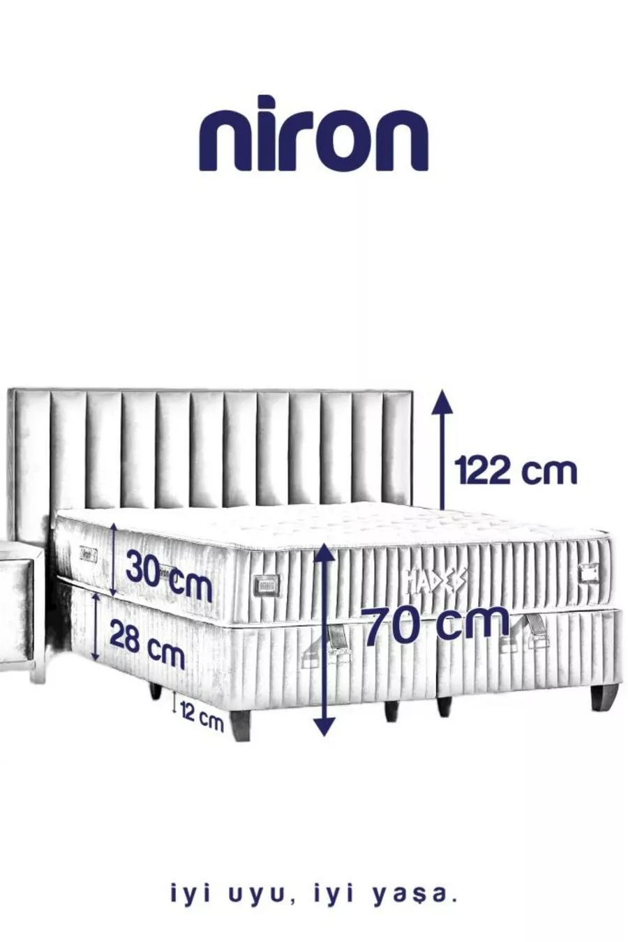 Ensemble Lit Hades avec Sommier et Tête de Lit Double Pack Matelas à Ressorts Luxe Sommier et Tête de Lit Gris Foncé