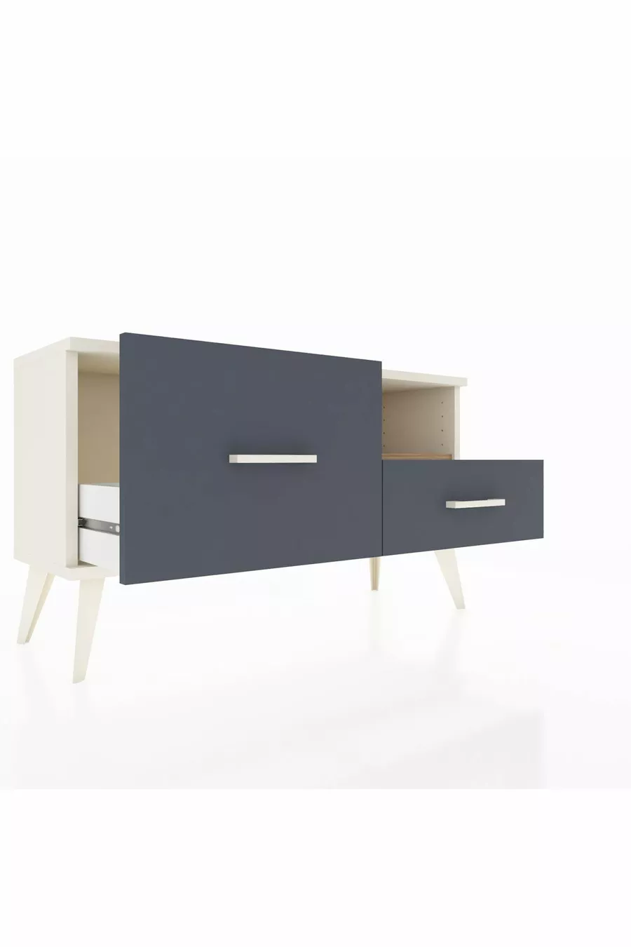 Commode Arges à une étagère et 2 tiroirs Agate-Pin/Anthracite