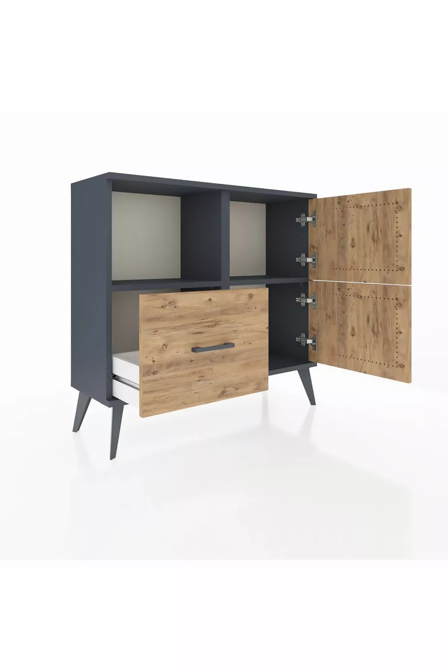 Arges Dresser 2 Shelves Single Drawer 2 Doors Anthracite-Pine