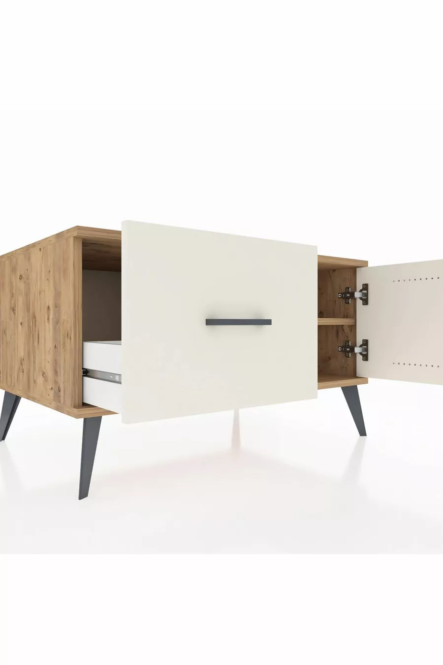 Commode Kronos à une étagère, un tiroir et une porte en pin-pierre d'onyx