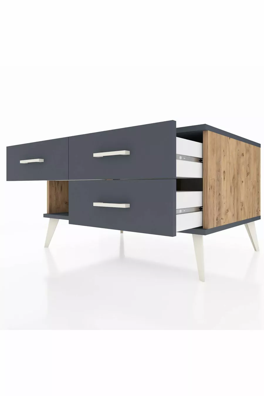 Kronos Kommode 3 Schubladen Kiefer-Anthrazit