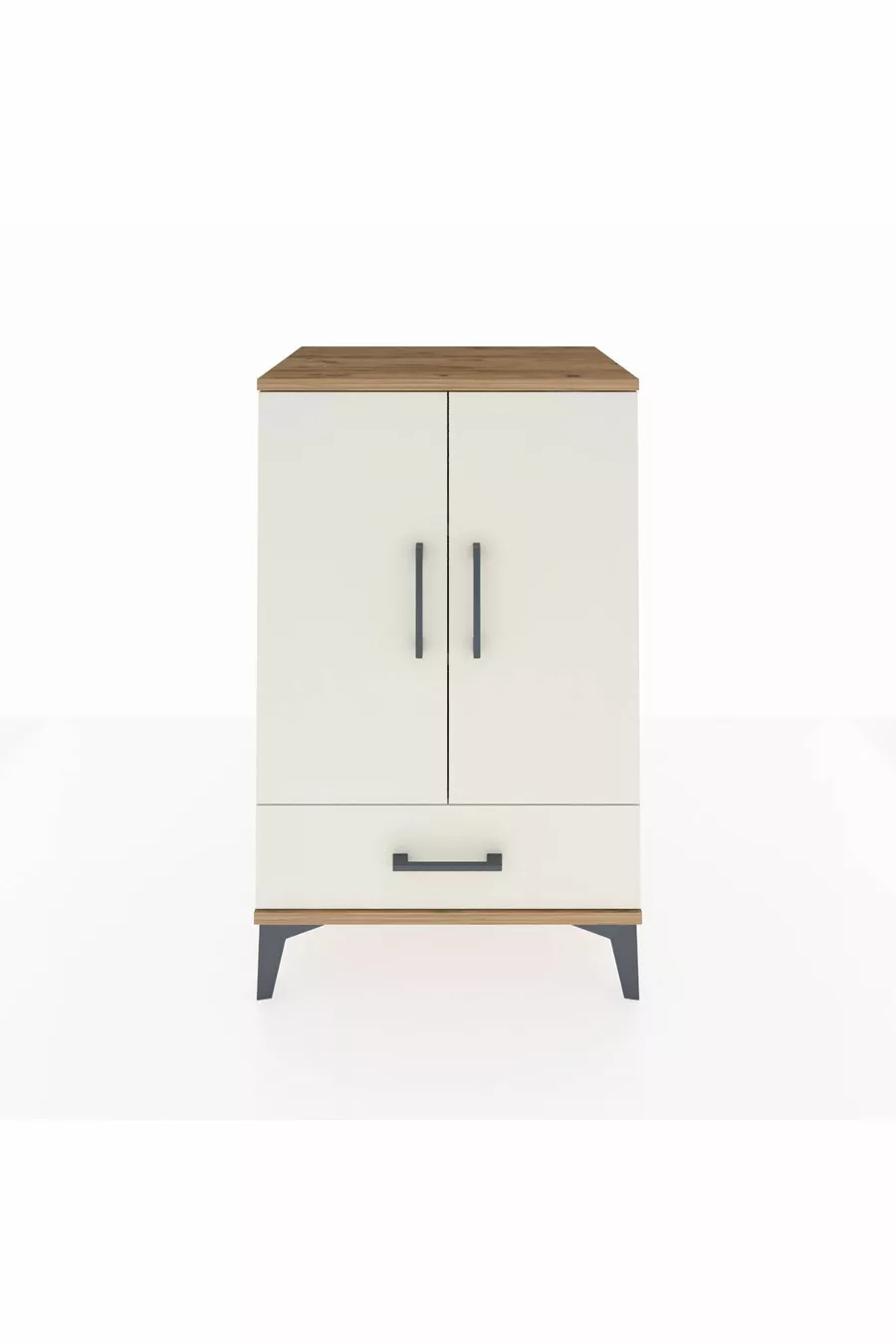 Hyperion Nightstand with 3 Shelves, 1 Drawer, 2 Doors, Pine-Agate