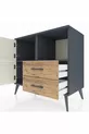 Commode Hyperion 2 étagères 2 tiroirs 2 portes Anthracite-Pierre de lune/Sapin