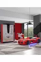 Chambre d'enfant - Lit voiture avec siège Audi - Armoire 3 portes Sport, Bureau - Rouge
