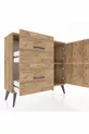 Commode Arges avec une étagère, 2 tiroirs et 2 portes, pin-pin