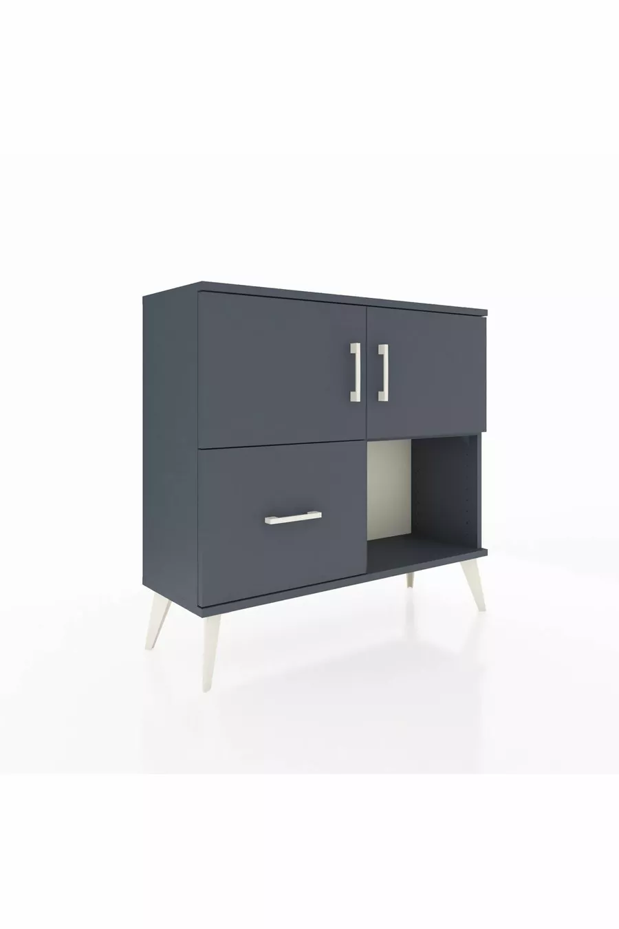 Commode Arges 2 étagères 1 tiroir 2 portes Anthracite-Anthracite