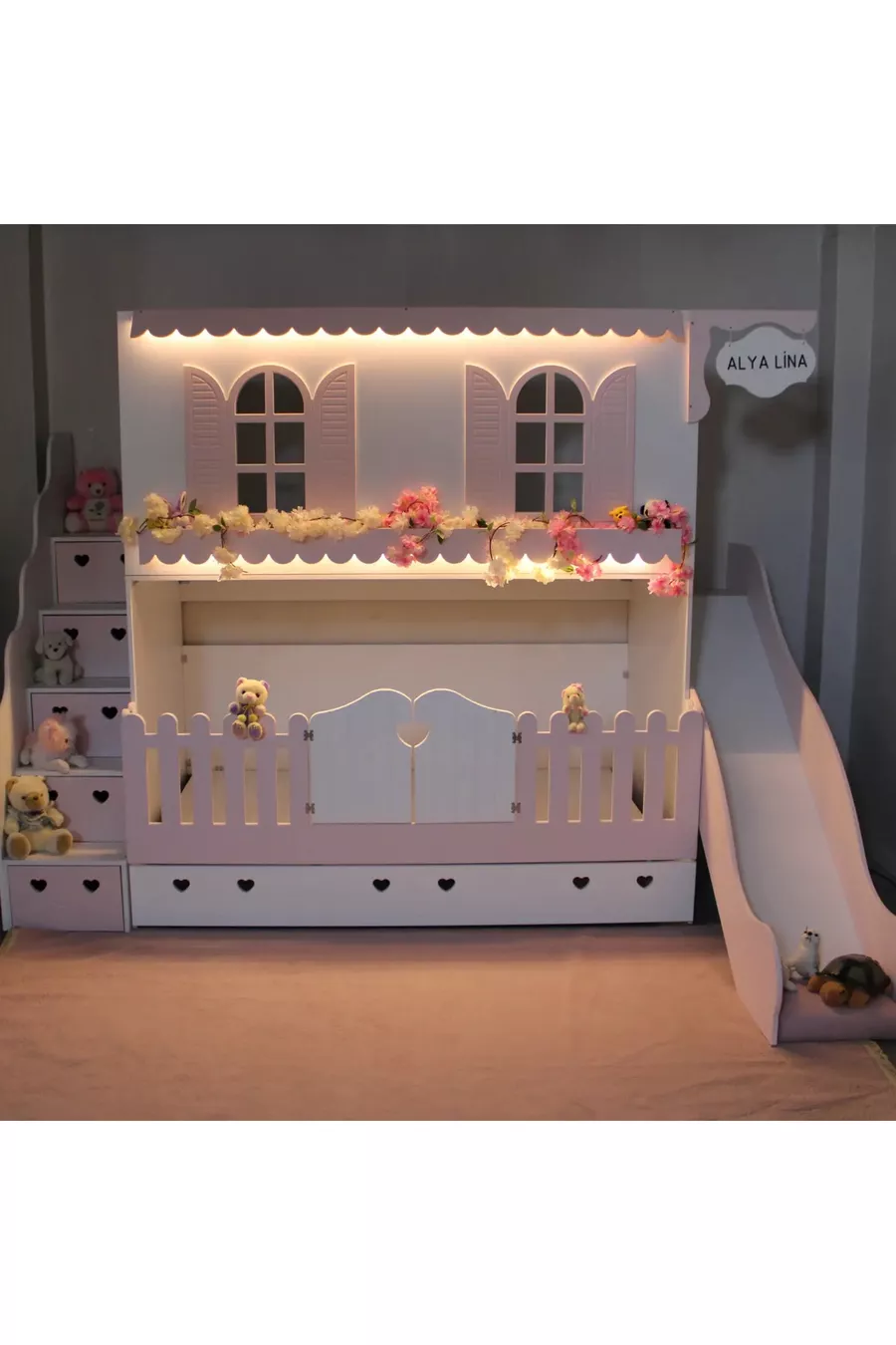 Alaçatı glijbaan stapelbed met kinderbed