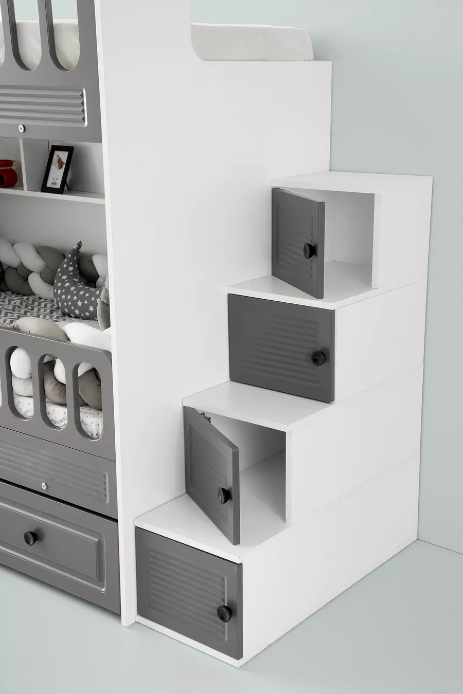 Rolluik Bunkbed met Zuigfunctie, Stalen Ondersteuning, Membrane Bekleding 100% MDF