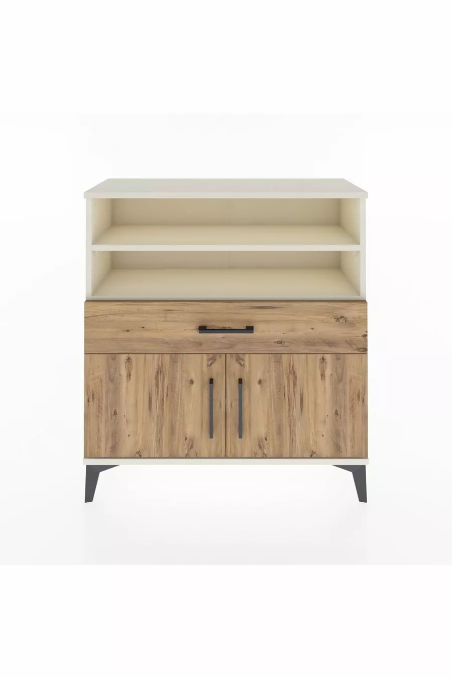 Commode Arges 3 étagères 1 tiroir 2 portes Pierre de lune-Épicéa