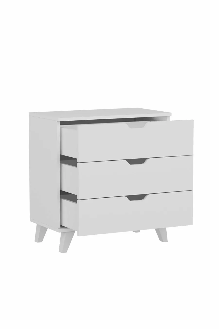 Commode Valencia à 3 tiroirs, blanche.