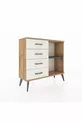 Commode Arges à une étagère et 4 tiroirs Pin-Anthracite/Marbre