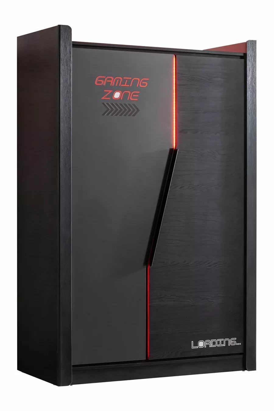 Chambre d'ado avec thème gamer - Armoire à 2 portes, Lit, Table de chevet, Bureau