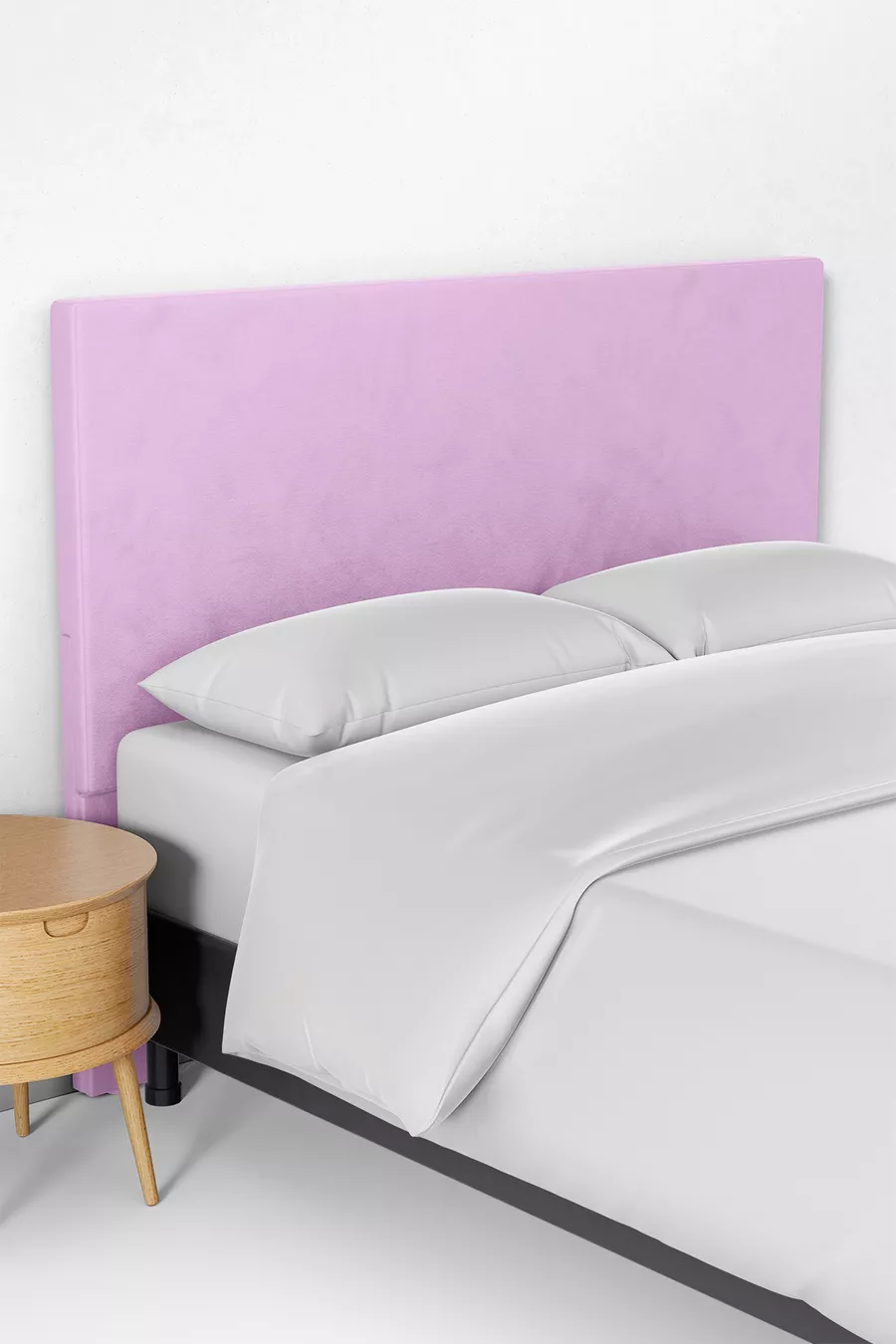 Housse de tête de lit en tissu couleur rose uni
