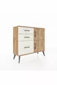 Commode Arges avec une seule étagère, 3 tiroirs et 2 portes, pin-pin / pierre de lune