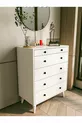 Commode Blanche Brillante 5 Tiroirs Country Commode Chevet en Bois