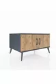 Commode Kronos 2 étagères 2 portes Anthracite-Pin/Gris pierre