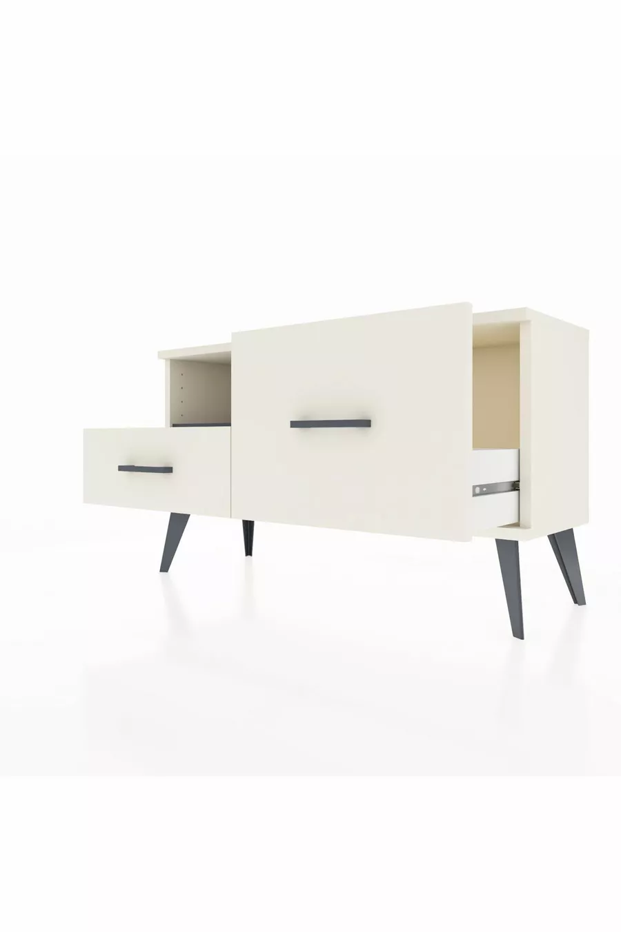 Commode Arges à une étagère et 2 tiroirs, quartz-anthracite/quartz