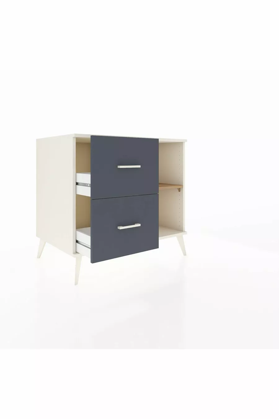 Commode Kronos à une étagère et 2 tiroirs en pierre de lune-pin/anthracite