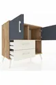 Commode Hyperion avec 2 étagères, 2 tiroirs, 2 portes, en pin anthracite/pierre de lune